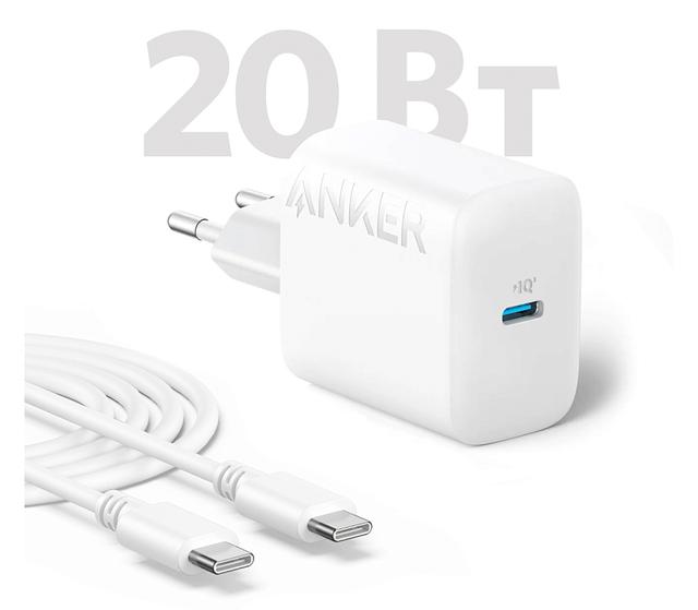 Зарядное устройство Anker 312 20W A2347 + кабель USB-C 1.5 м, белый
